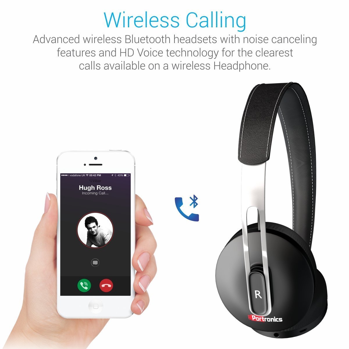 Portronics POR-894 Muffs L Wireless Bluetooth Compact Design Headphone Mic Portronics POR-894 Muffs L Wireless Bluetooth Compact Design Headphone Mic