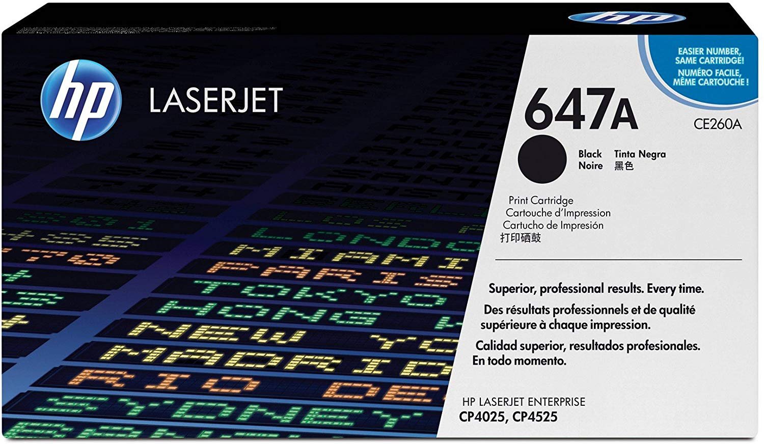 HP 647A Toner Cartridge,HP 647A (CE260A) Black Toner Cartridge, HP Color LaserJet Enterprise, CM4540 Cartridge, CM4540f Cartridge, CP4025n Cartridge, CP4025dn Cartridge, CP4025xh Cartridge, CP4525n Cartridge, CP4525dn Cartridge, CP4525xh Cartridge, HP 647A Cartridge, (CE260A) toner cartridges work with: HP Color LaserJet Enterprise CM4540 Cartridge, CM4540f Cartridge, CP4025n Cartridge, CP4025dn Cartridge, CP4025xh Cartridge, CP4525n Cartridge, CP4525dn Cartridge, CP4525xh Cartridge