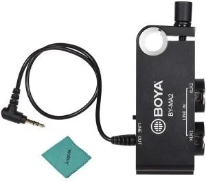 BOYA BY-MA2 Dual channel XLR audio mixer for DSLRs & camcorders
