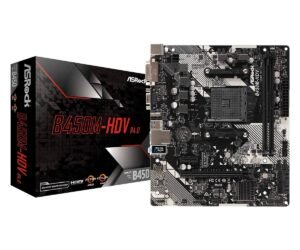 ASRock B450M-HDV R4.0 AMD AM4 M-ATX Motherboard with M.2 and Full Spike Protection