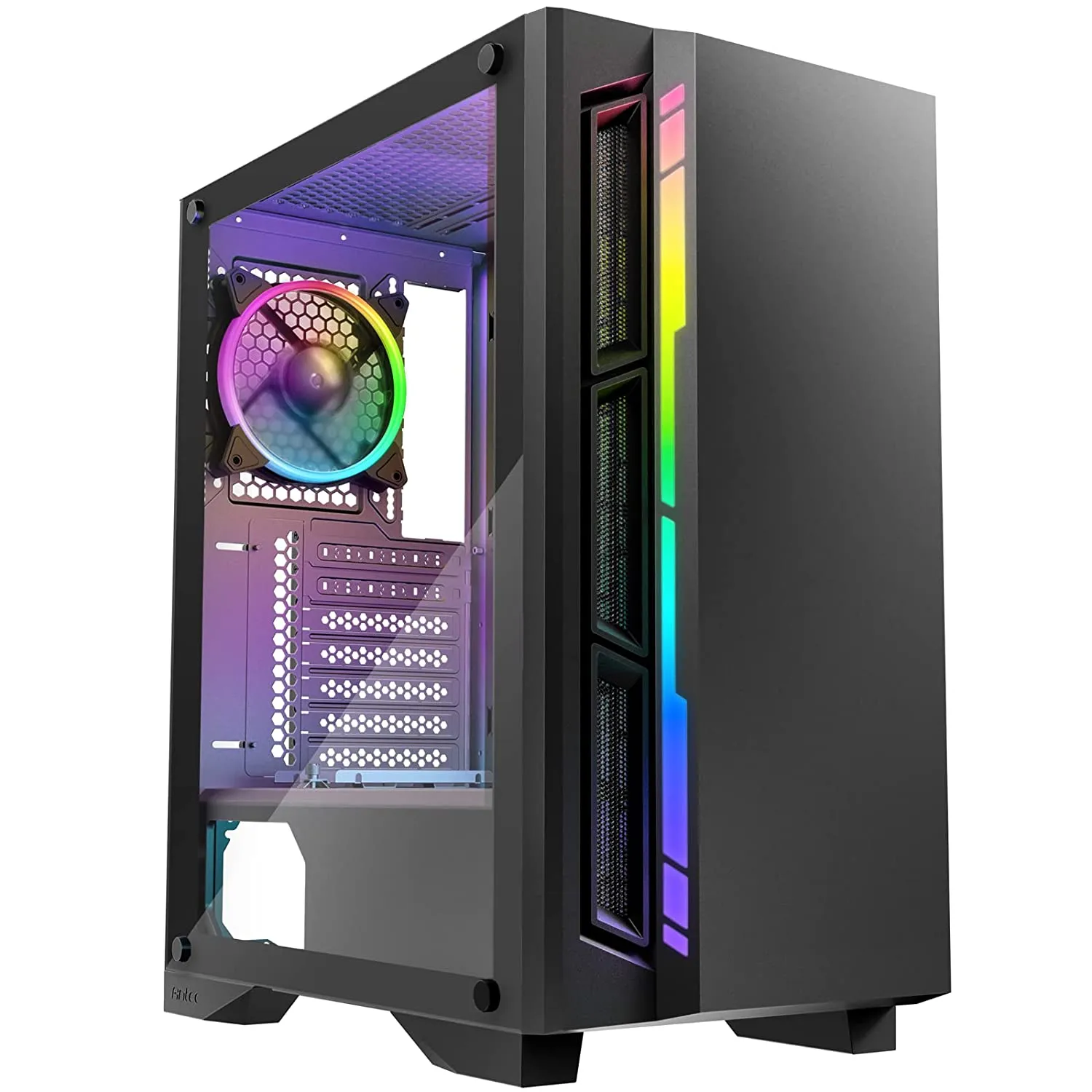 ANTEC DARK PHANTOM DP502 FLUX (ATX) MID TOWER CABINET WITH TEMPERED GLASS SIDE PANEL (BLACK)