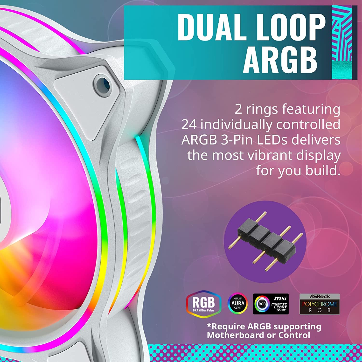 Cooler Master MasterFan MF120 Halo White Edition ARGB Cabinet Fan (Triple Pack) MFL-B2DW-183PA-R1 Cooler Master MasterFan MF120 Halo White Edition ARGB Cabinet Fan (Triple Pack) MFL-B2DW-183PA-R1
