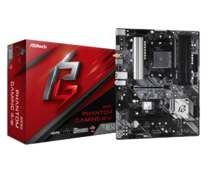 ASRock B550 Phantom Gaming 4/ac (Wi-Fi) Motherboard (AMD Socket AM4/3rd Gen Ryzen Series CPU/Max 128GB DDR4 4733MHz Memory)