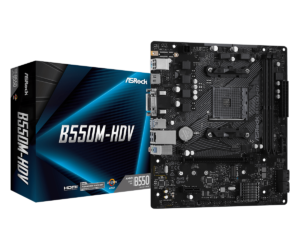 ASRock B550M-HDV Motherboard (AMD Socket AM4/3rd Gen Ryzen Series CPU/Max 64GB DDR4 4600MHz Memory)