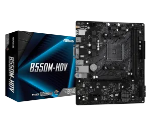 ASRock B550M-HDV Motherboard (AMD Socket AM4/3rd Gen Ryzen Series CPU/Max 64GB DDR4 4600MHz Memory)