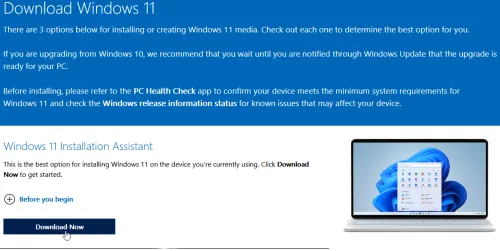 windows 11 Download With the Installation Assistant